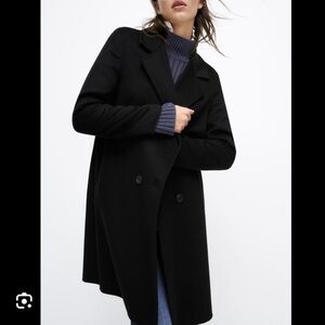 Zara Black Double-Breasted Coat